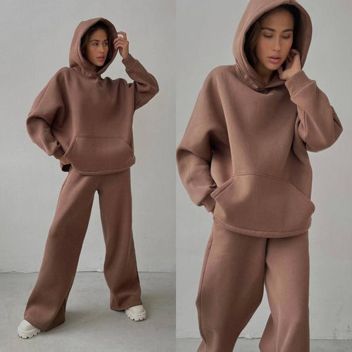 Damen lässiges und oversized Hoodie-Set mit weit geschnittenen Hosen Heidi-Mode