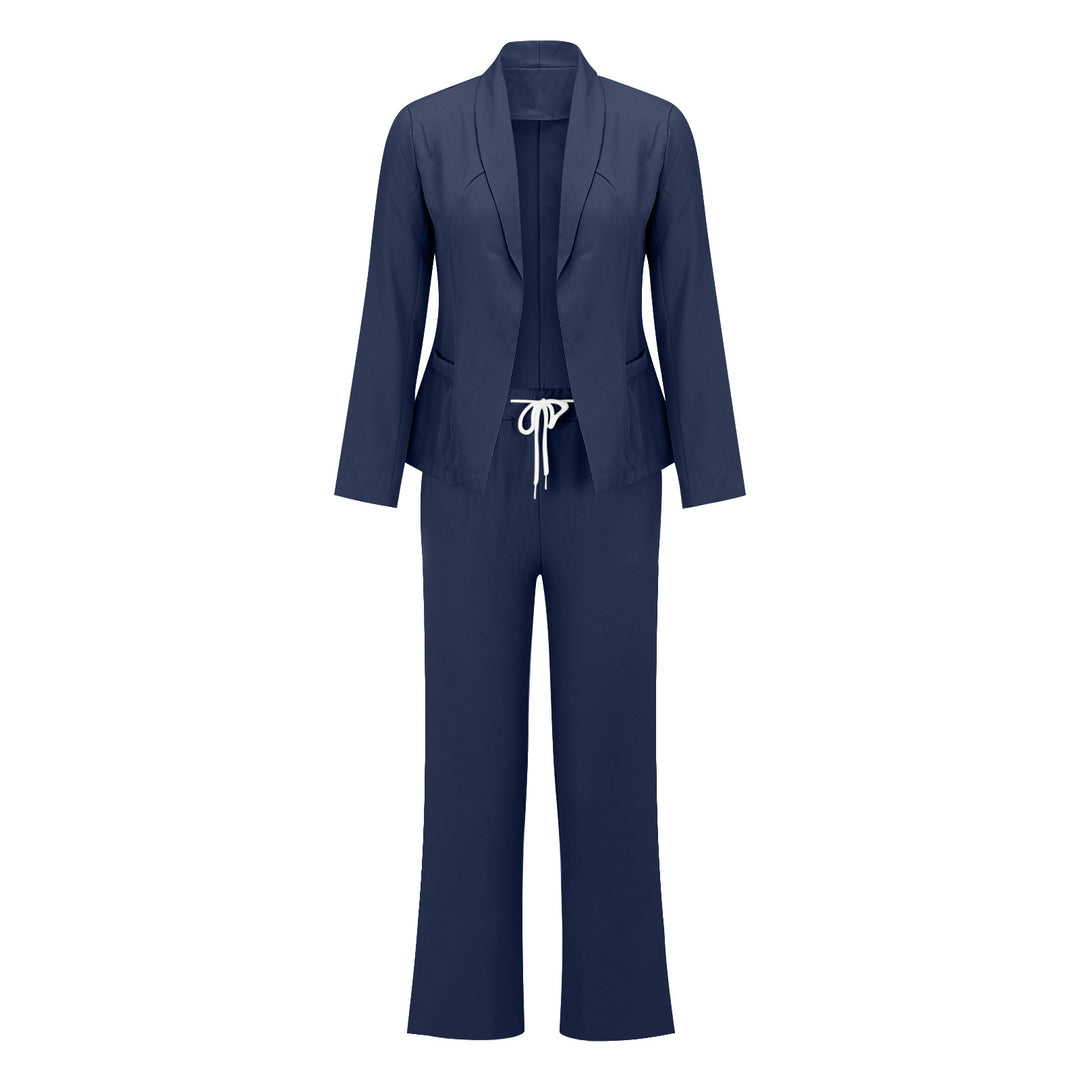 Damen eleganter Jumpsuit mit Blazer-Optik und verstellbarem Taillenzug Heidi-Mode