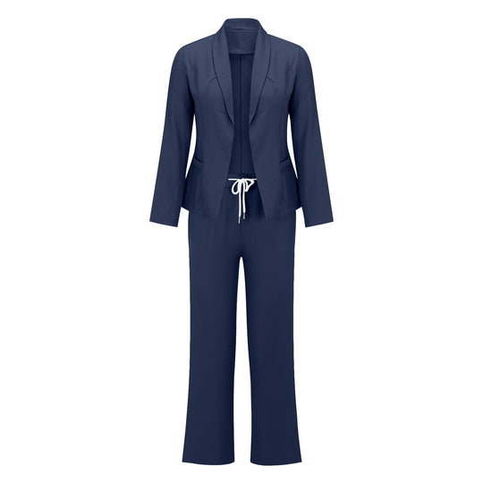 Damen eleganter Jumpsuit mit Blazer-Optik und verstellbarem Taillenzug Heidi-Mode