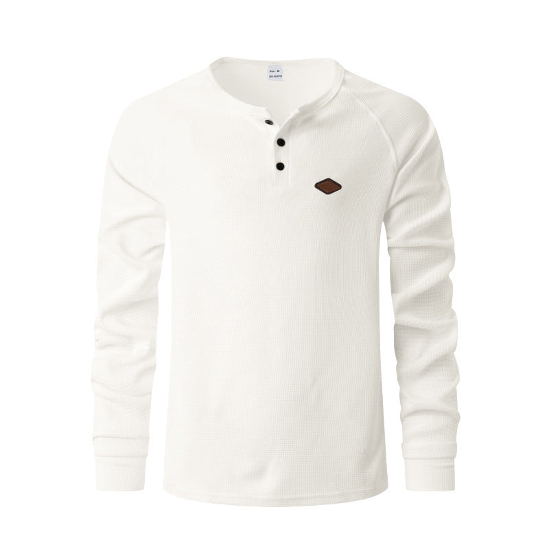 Herren Langarmshirt mit Knopfleiste und Struktur Heidi-Mode