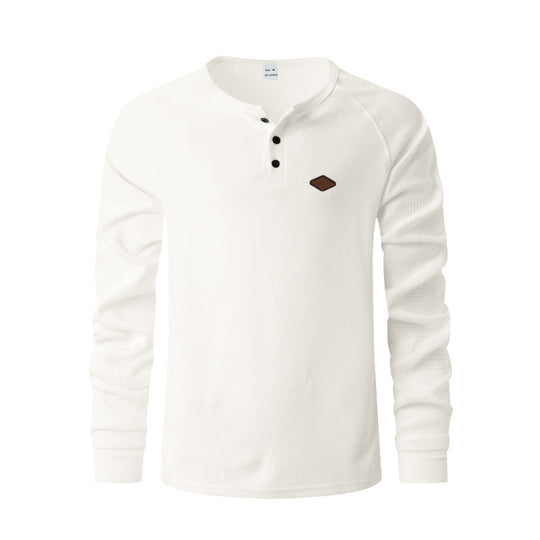 Herren Langarmshirt mit Knopfleiste und Struktur Heidi-Mode
