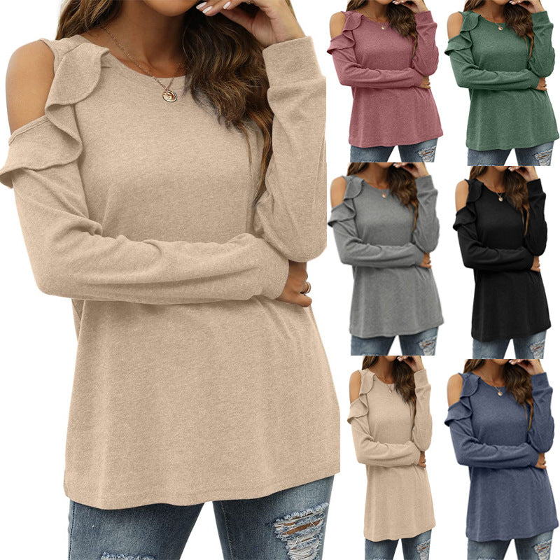 Damen Oberteil mit Schößchen und Cold-Shoulder-Design Heidi-Mode
