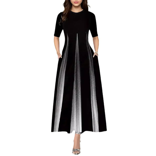 Damen Maxikleid mit modernem Farbverlauf und praktischen Seitentaschen Heidi-Mode