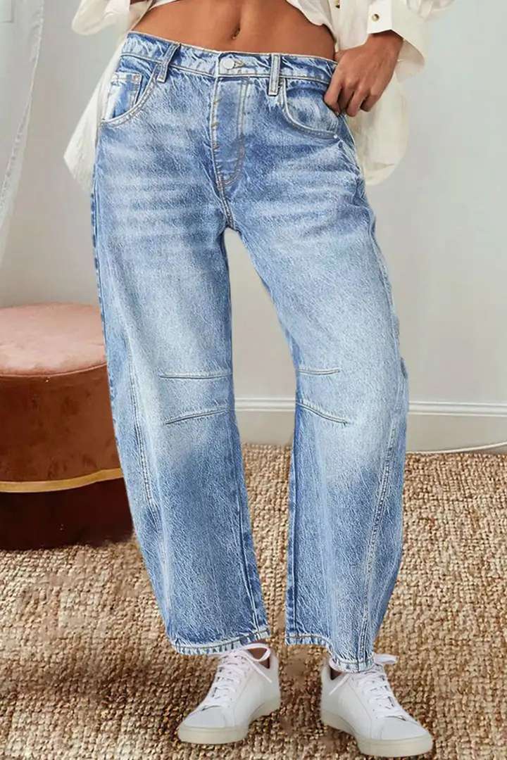 Damen Weite Jeans im lässigen Vintage-Stil mit hochwertigen Details Heidi-Mode