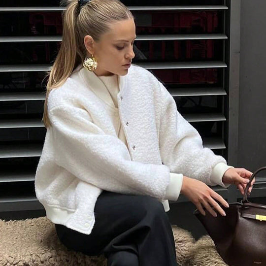 Damen kuschelige Fleece-Jacke im lässigen Stil mit praktischen Taschen Heidi-Mode