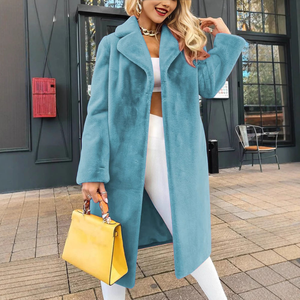 Damen Modische und kuschelige Lange Jacke aus hochwertigem Fleece Heidi-Mode