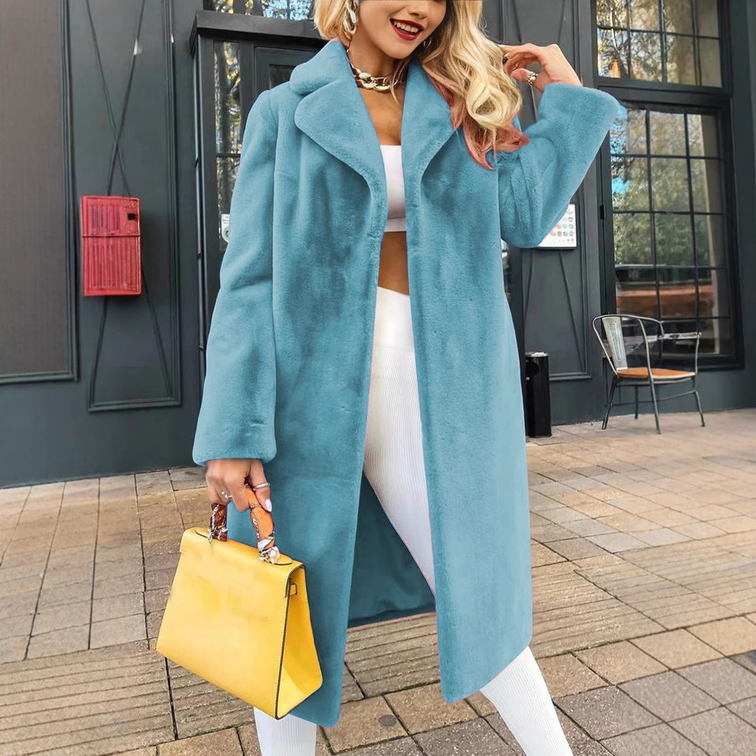 Damen Modische und kuschelige Lange Jacke aus hochwertigem Fleece Heidi-Mode