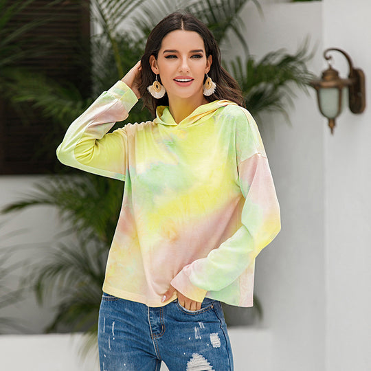 Damen lässiger Kapuzenpullover mit modernem Tie-Dye-Design Heidi-Mode