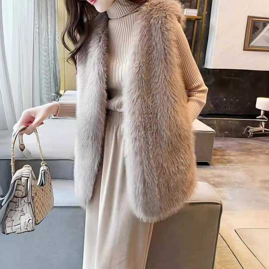 Damen Flauschige Kunstfell-Weste Heidi-Mode