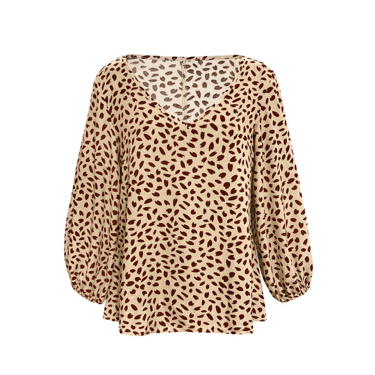 Damen Leichte Bluse mit V-Ausschnitt und voluminösen Ärmeln Heidi-Mode
