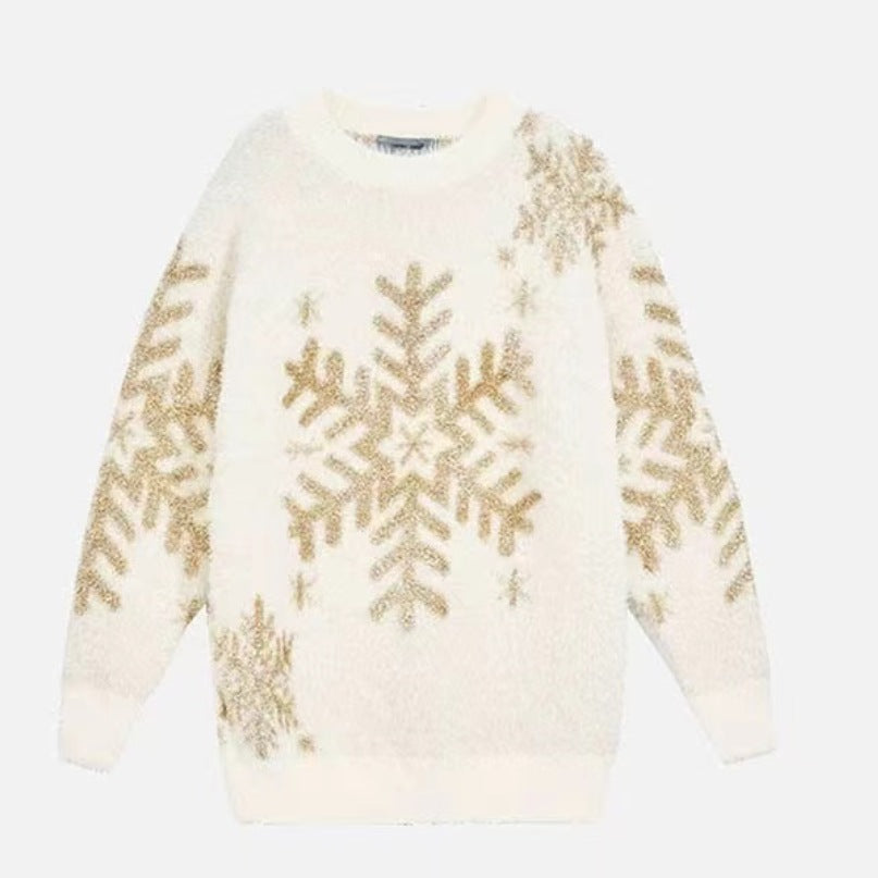 Damen Kuscheliger Pullover mit Schneeflocken-Motiv Heidi-Mode