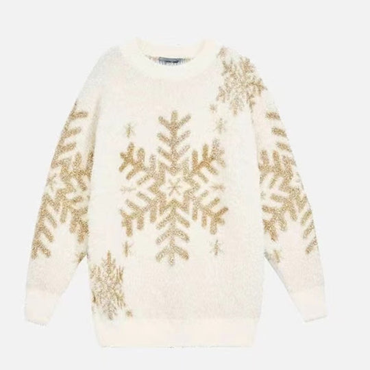Damen Kuscheliger Pullover mit Schneeflocken-Motiv Heidi-Mode