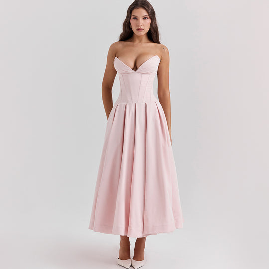 Damen Hochwertiges Abendkleid mit tailliertem Oberteil und voluminösem Rock Heidi-Mode