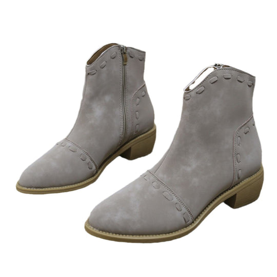 Damen elegante Stiefeletten mit modischen Ziernähten und praktischen Reißverschluss Heidi-Mode