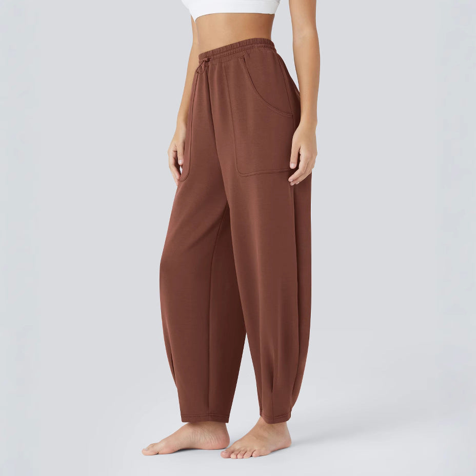 Damen weite Freizeithose mit elastischem Bund und praktischen Taschen Heidi-Mode