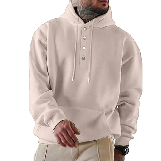 Herren Kapuzenpullover mit modischen Druckknöpfen Heidi-Mode