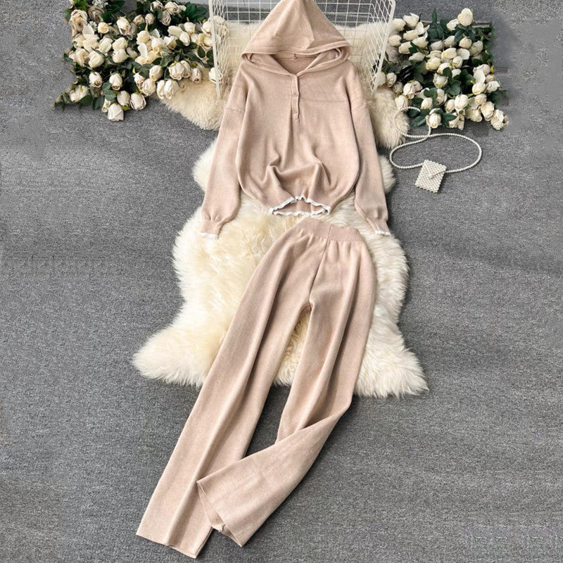 Damen komfortables Lounge-Set mit Kapuze und lässigem Schnitt Heidi-Mode