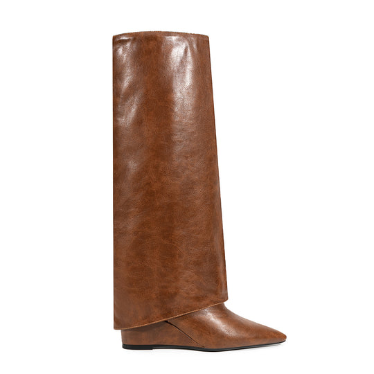 Femme Spitzer Absatz Über-die-Knie Stiletto Stiefel Heidi-Mode