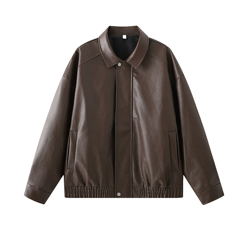 Herren elegante Kunstlederjacke mit elastischem Bund Heidi-Mode