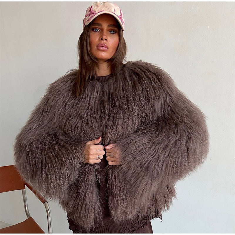 Damen modischer Plüschfellmantel Heidi-Mode