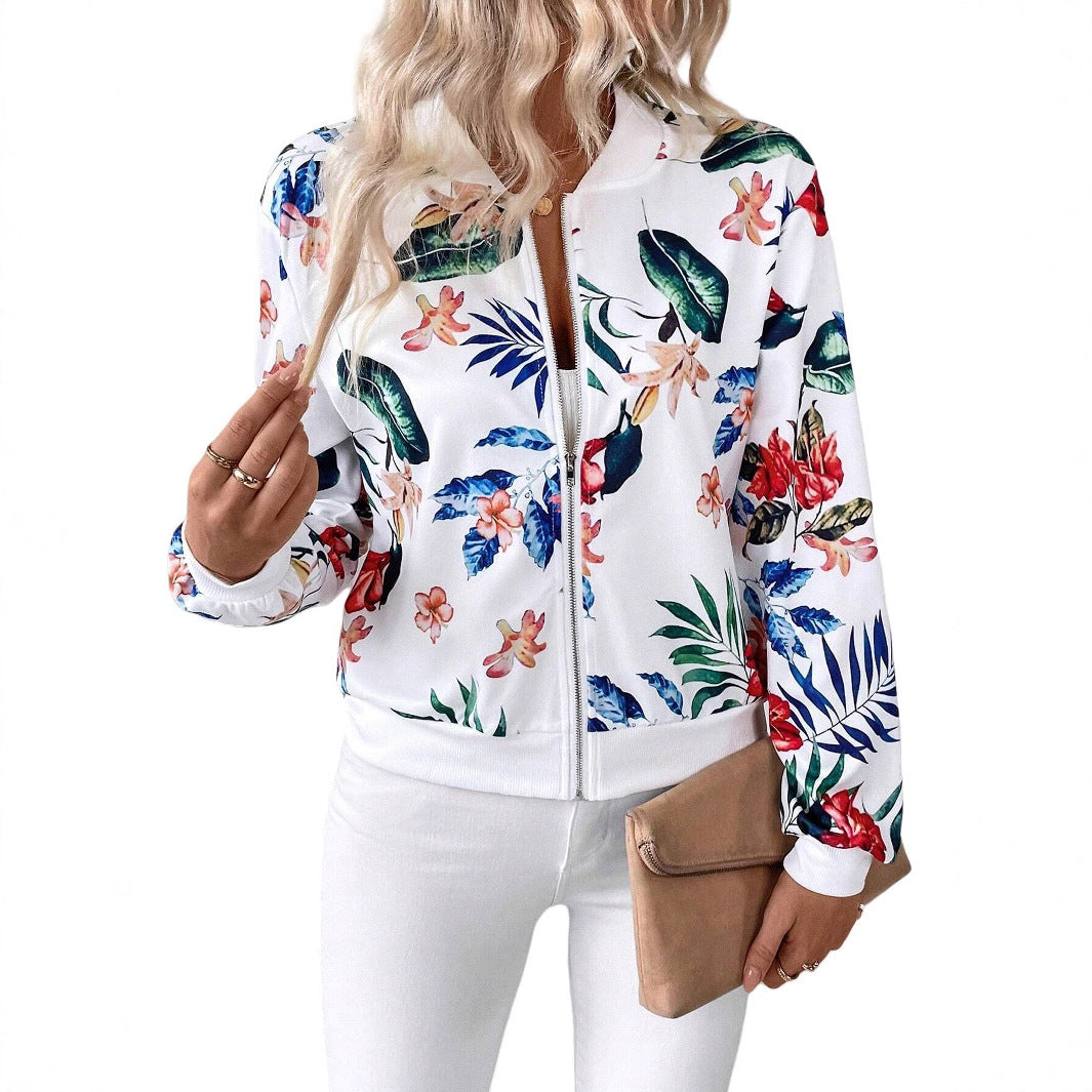 Damen Blumenmuster Bomberjacke Heidi-Mode