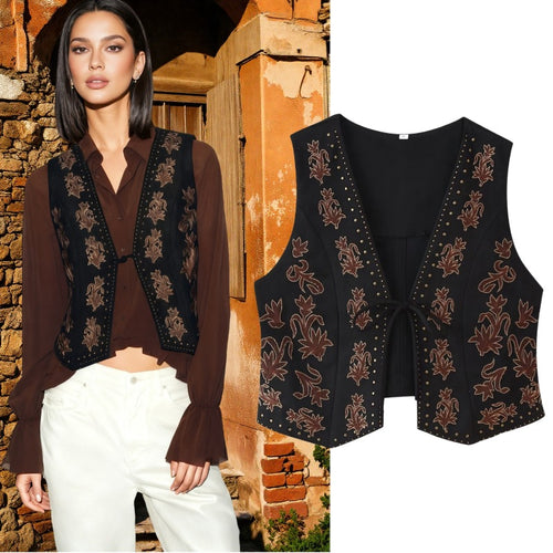 Damen Elegante und kunstvoll gestickte Weste Heidi-Mode