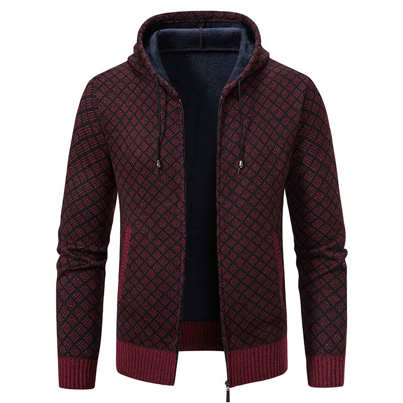 Herren stylische Jacke mit modernem Wabenmuster und Kapuze Heidi-Mode
