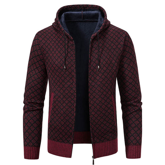 Herren stylische Jacke mit modernem Wabenmuster und Kapuze Heidi-Mode
