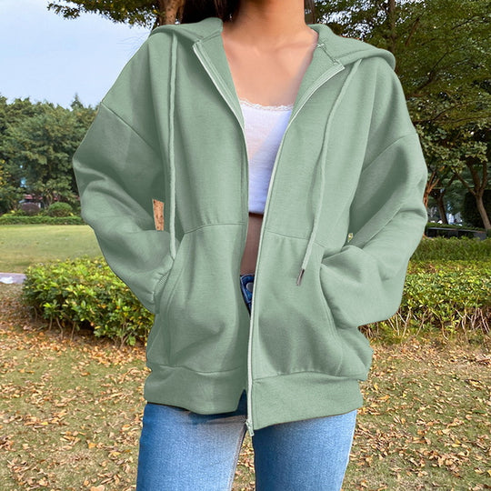 Damen Freizeit Übergroße Zip-Up Hoodie Heidi-Mode