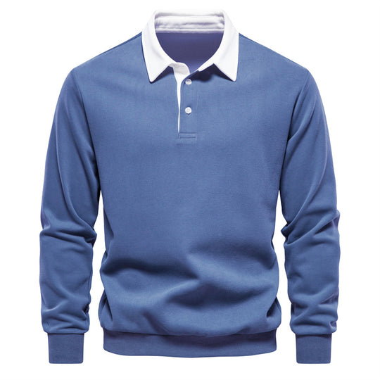 Herren Langarm Poloshirt mit elegantem Kragen und weichem Baumwollmix Heidi-Mode