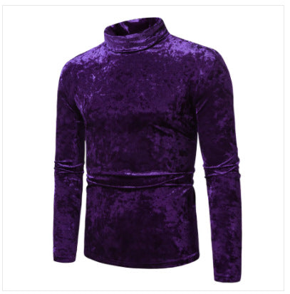 Herren eleganter Rollkragenpullover aus luxuriösem Samtstoff Heidi-Mode