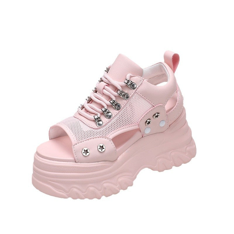 Damen Chunky Sneaker mit modischem Mesh-Obermaterial und robustem Plateau Heidi-Mode