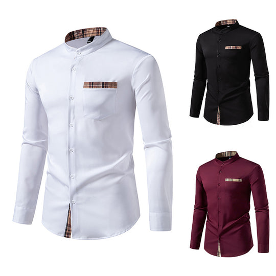 Herren Langarmhemd mit karierten Akzenten Heidi-Mode