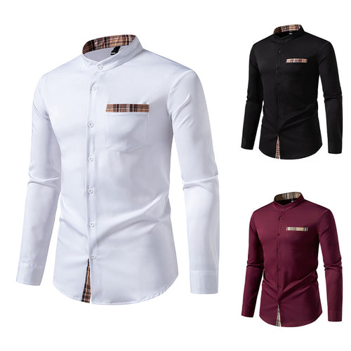 Herren Langarmhemd mit karierten Akzenten Heidi-Mode