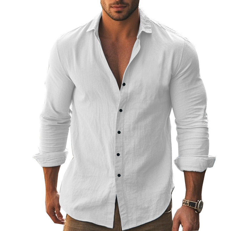 Herren elegantes langärmliges Hemd mit moderner Knopfleiste Heidi-Mode