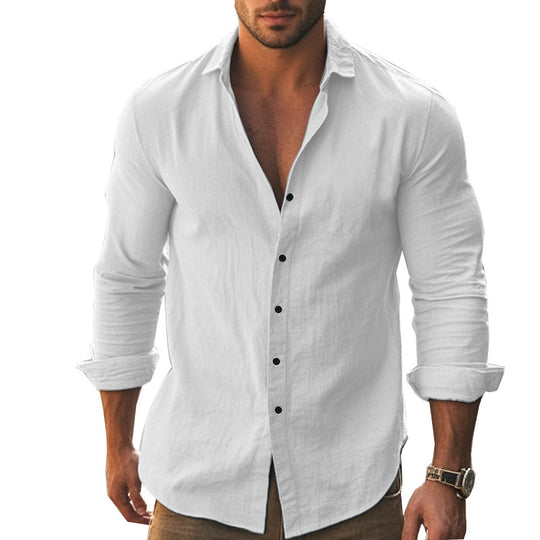 Herren elegantes langärmliges Hemd mit moderner Knopfleiste Heidi-Mode