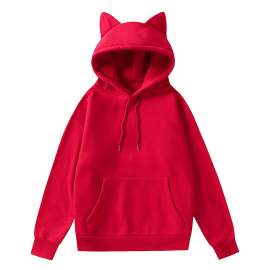 Damen Hoodie mit Katzenohren und Kängurutasche Heidi-Mode