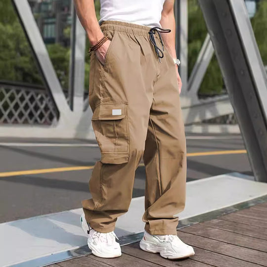 Herren lässige Cargo-Hose mit elastischem Bund und multifunktionalen Taschen Heidi-Mode