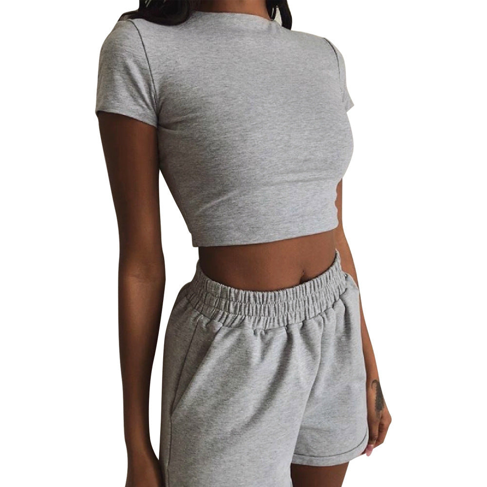 Damen Sportliches Crop-Top und kurze Shorts Set Heidi-Mode