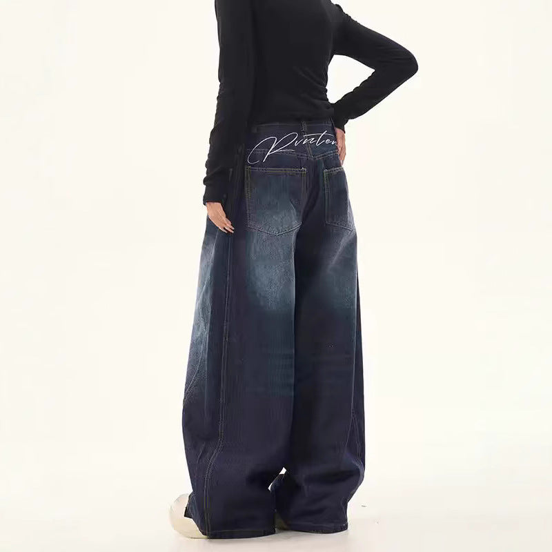 Damen weite High-Waist Jeans mit einzigartigem Design und lässigem Schnitt Heidi-Mode