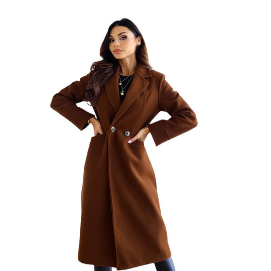 Damen Eleganter Wollmantel mit klassischem Revers und zeitlosem Design Heidi-Mode