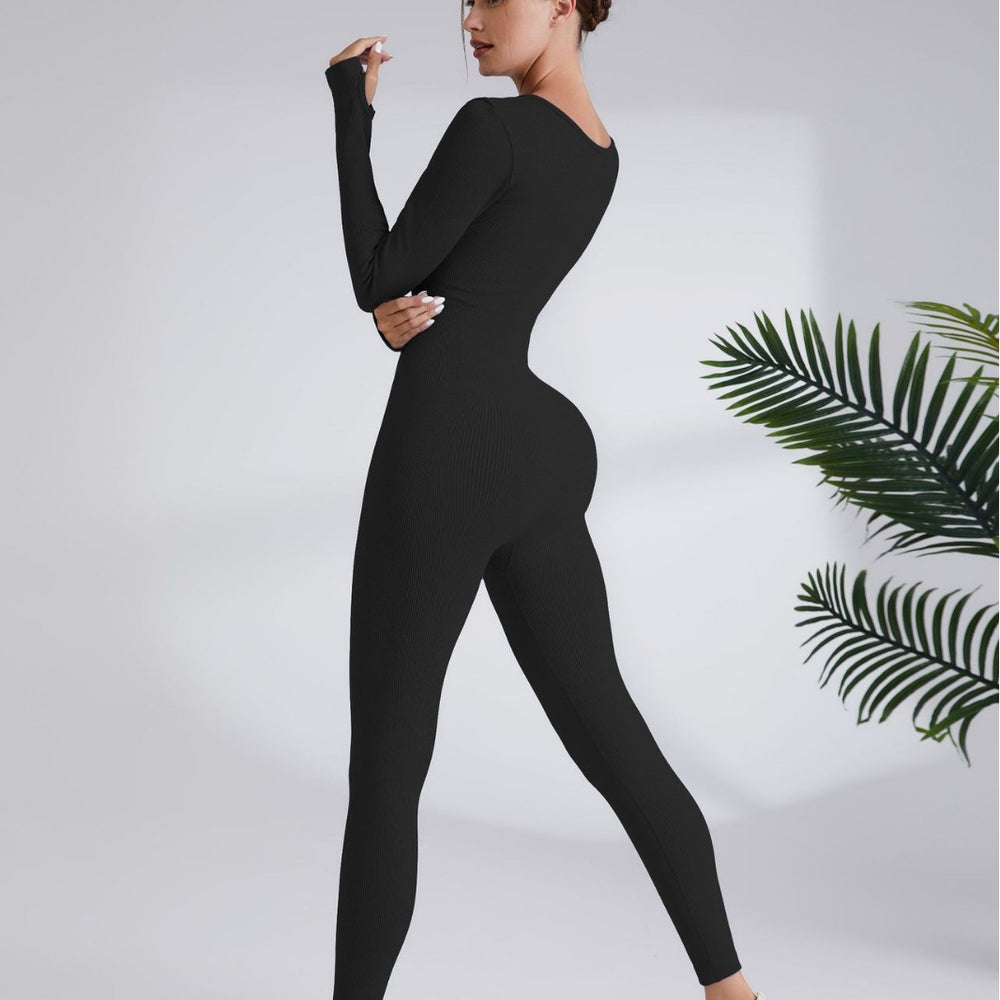 Damen Leggingsanzug mit elegantem Quadrat-Ausschnitt und figurbetonendem Schnitt Heidi-Mode