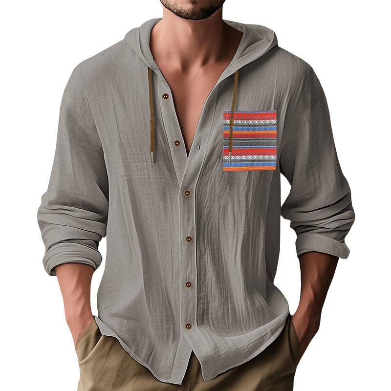 Herren Kapuzenshirt mit verspieltem Design und praktischer Knopfleiste Heidi-Mode