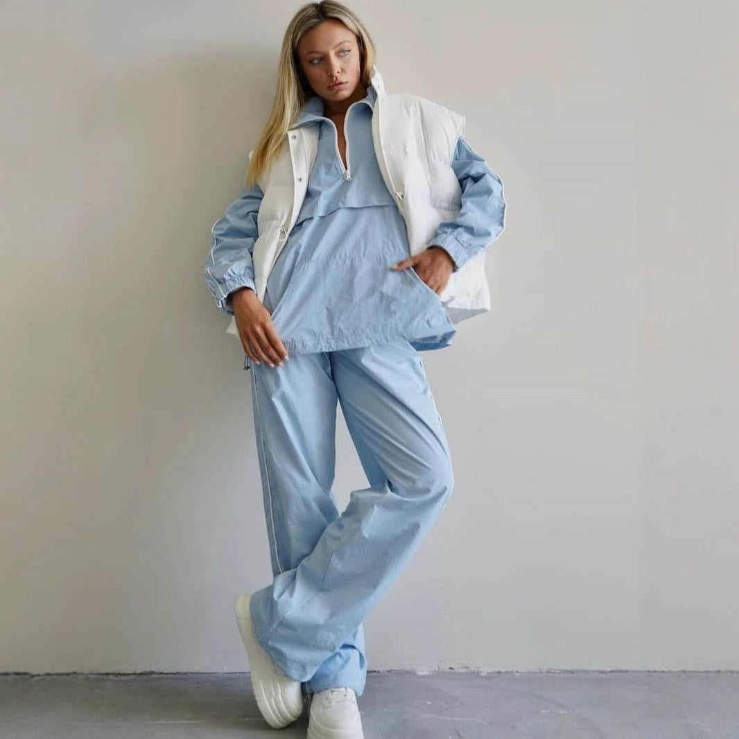 Damen modische Windbreaker Jacke mit hochstehendem Kragen und elastischen Ärmeln Heidi-Mode