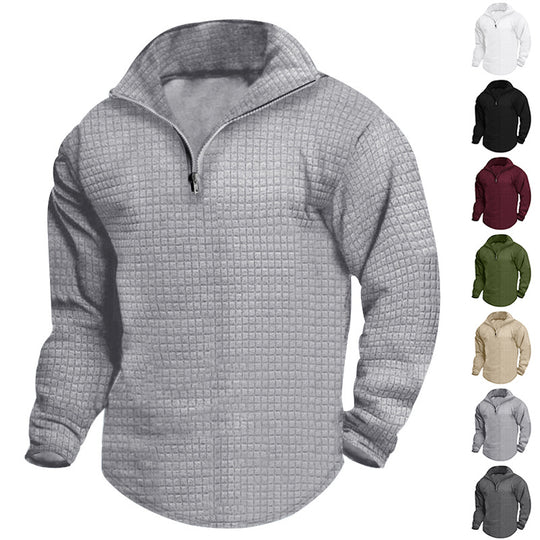 Herren bequeme Fleecejacke mit modernem Reißverschluss und strukturiertem Design Heidi-Mode
