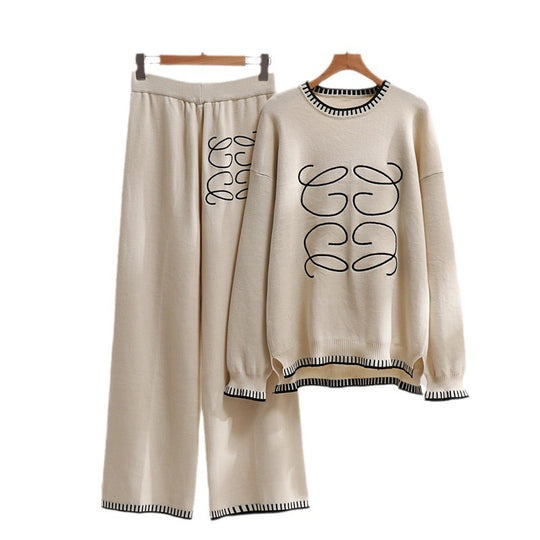 Damen gemütliches Sweatset mit grafischem Design und eleganten Kontrastdetails Heidi-Mode