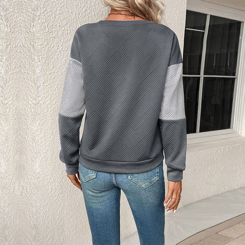 Damen gestreiftes Sweatshirt mit modischem Farbblockdesign Heidi-Mode