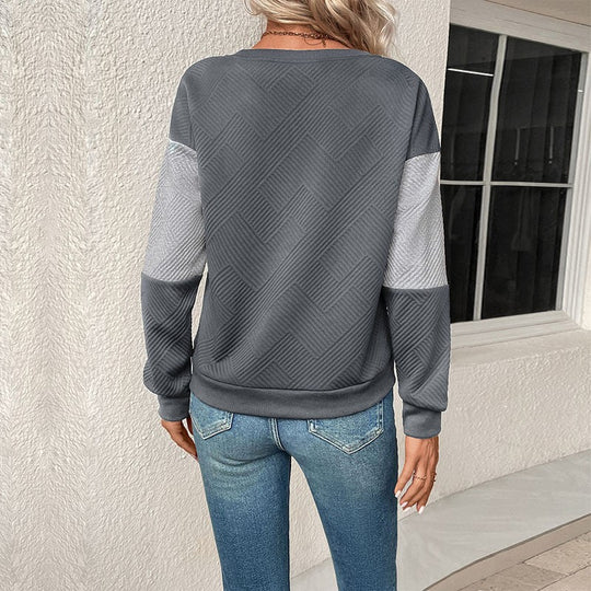 Damen gestreiftes Sweatshirt mit modischem Farbblockdesign Heidi-Mode