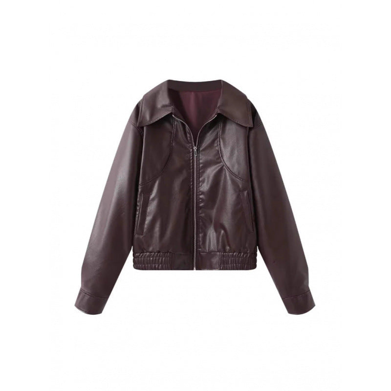 Damen modische Kunstlederjacke mit raffinierter Passform Heidi-Mode