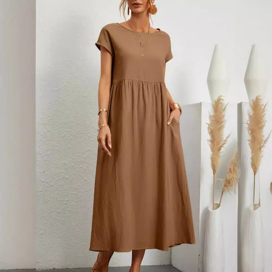 Damen Maxikleid aus leichtem, luftdurchlässigem Stoff Heidi-Mode